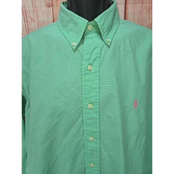 Ralph Lauren Mens Classic Fit Green Dress Shirt Size Large - Picture 3 of 8